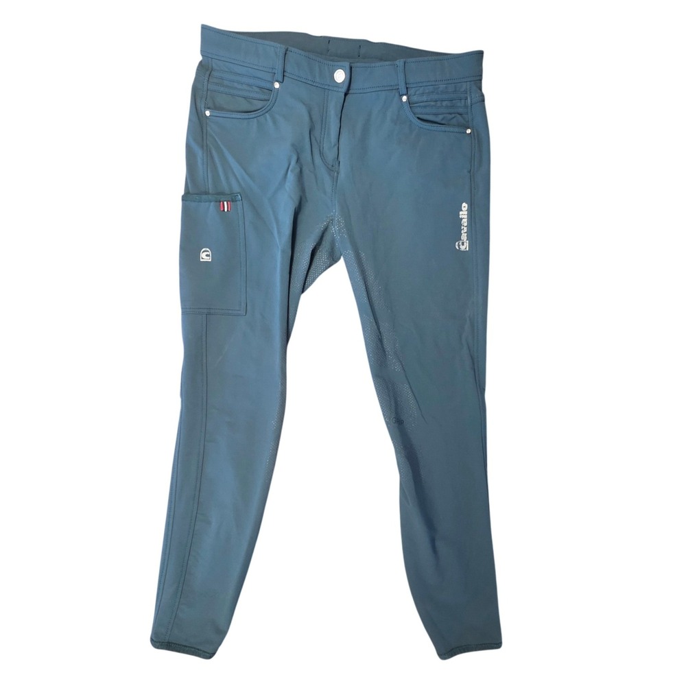 Cavallo Carole Grip Mobile Breeches Teal Blue Full Seat Riding Pants USA 34 6757